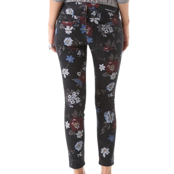 Current/Elliott 'The Stiletto' Black Wild Flower Skinny Jeans - Picture 11 of 13
